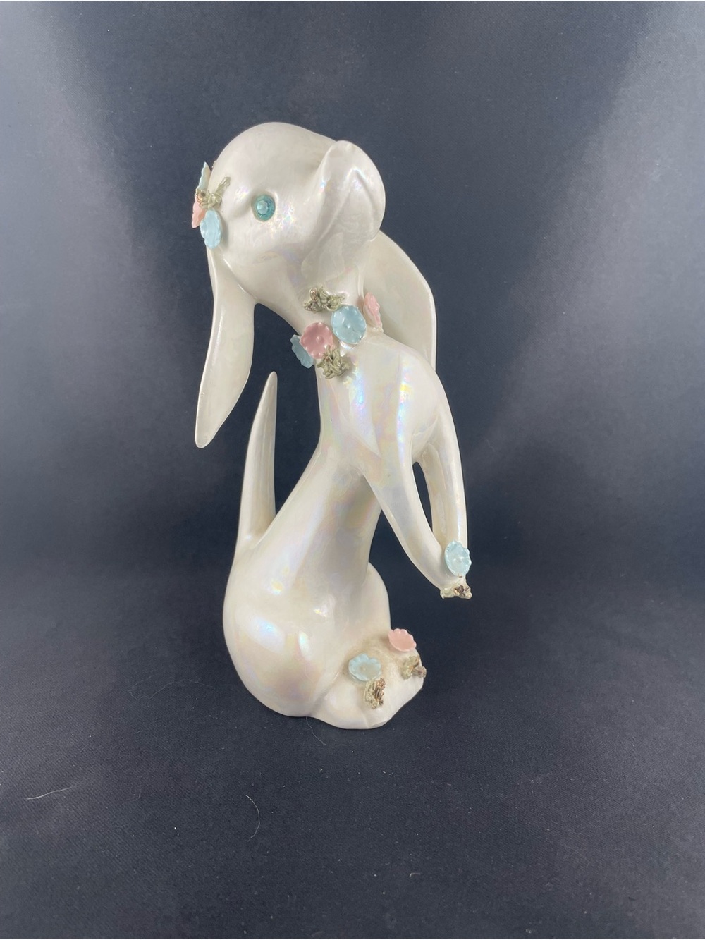 Vintage Lefton Iridescent Ceramic Puppy Dog Figurine